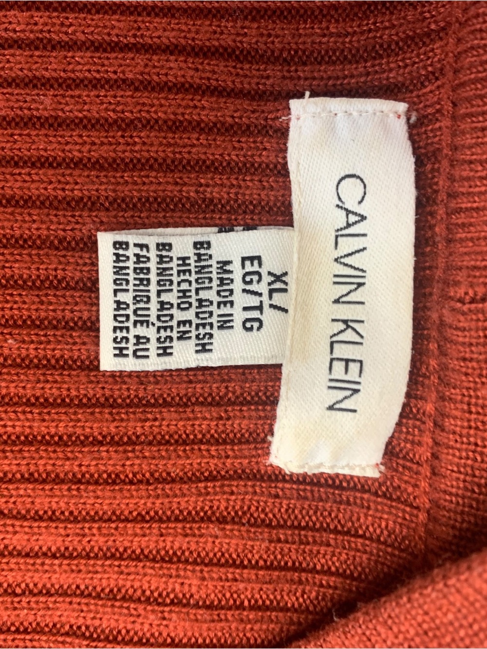 Calvin Klein Rust Open-Front Ribbed Cardigan - Picture 6 of 6
